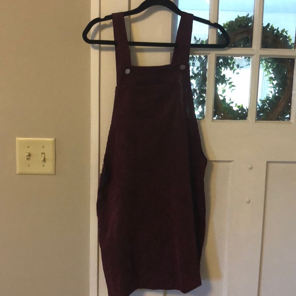 Dresses & Skirts - Burgundy corduroy overall dress